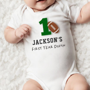 Football Theme First Year Down Birthday Baby Bodysuit