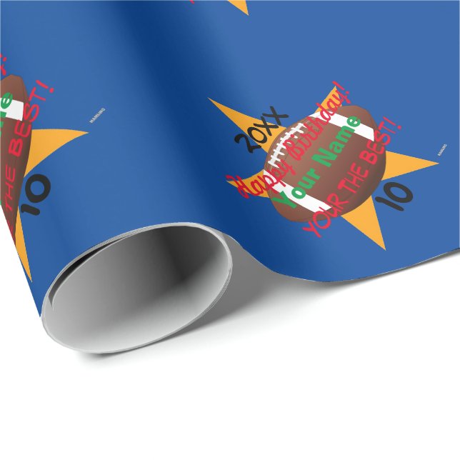 Football Theme Personalised Birthday Gift Wrap (Roll Corner)