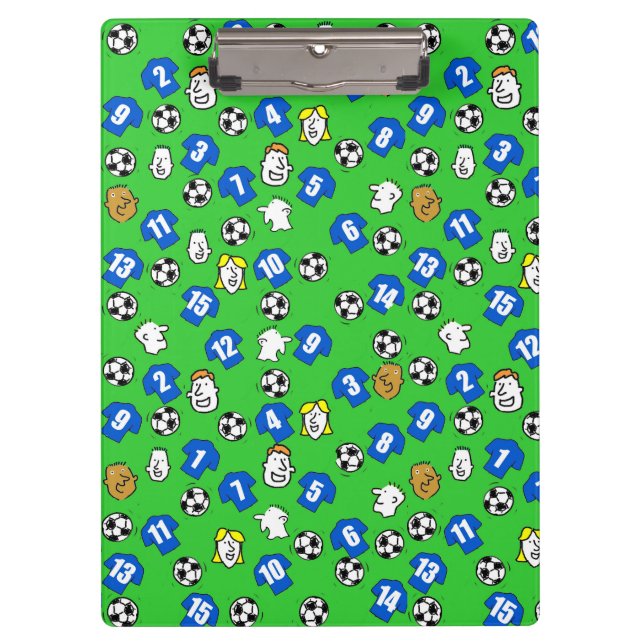 Football Theme with Blue Shirts Clipboard (Front)