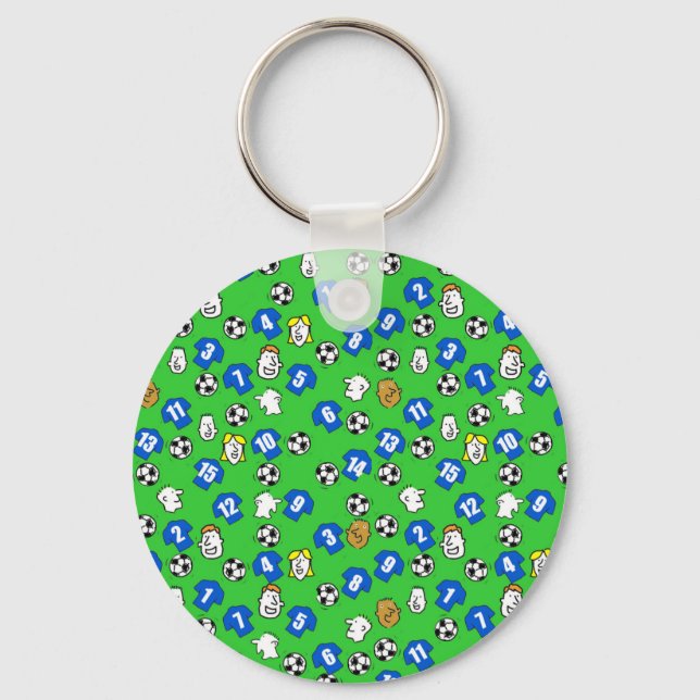 Football Theme with Shirts in Blue Key Ring (Front)