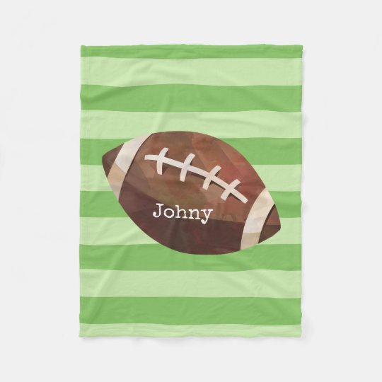 Football Themed Custom Name Striped Fleece Blanket