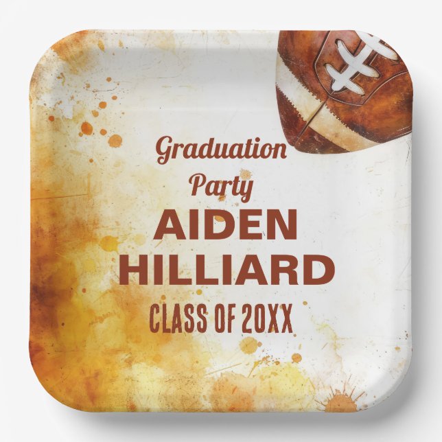 Football Themed Graduation Party  Paper Plate (Front)
