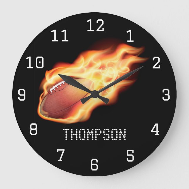 Football themed personalised add name large clock (Front)