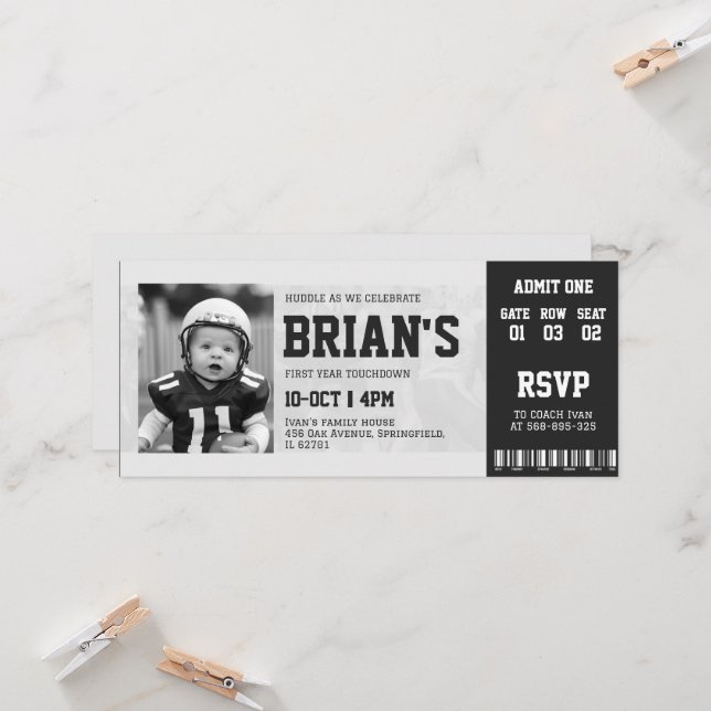 football ticket birthday invitation (Front/Back In Situ)