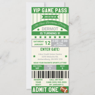 Football Ticket Birthday Invitation