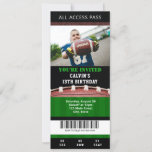 Football Ticket Birthday Invitation<br><div class="desc">Celebrate a football-themed birthday with this fun ticket inspired invitation. Customise with your photo and wording.</div>