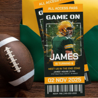 Football Ticket Birthday Invitation, Digital Invitation