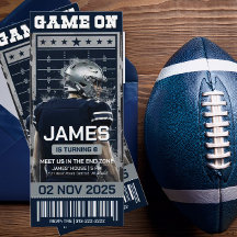 Football Ticket Birthday Invitation, Digital