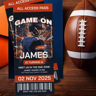 Football Ticket Birthday Invitation, Digital Invitation