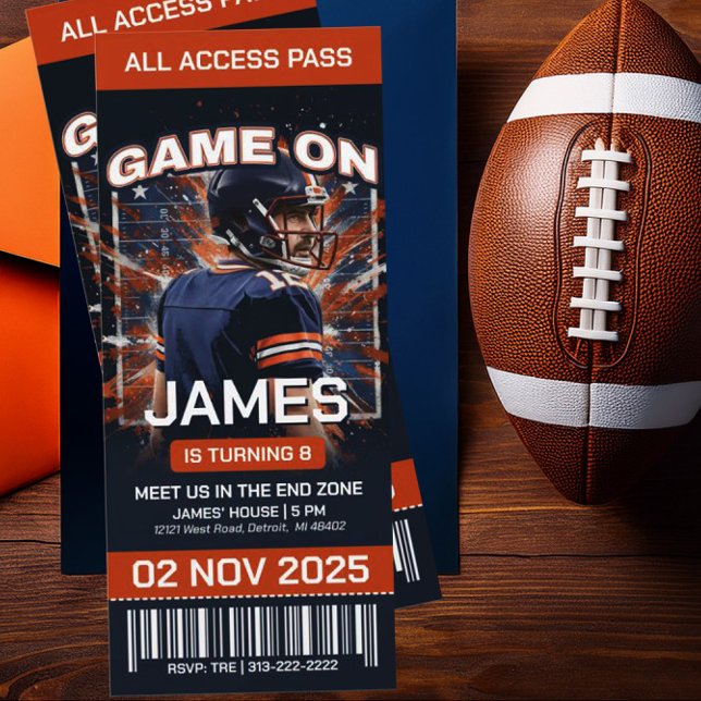 Football Ticket Birthday Invitation, Digital Invitation (Creator Uploaded)