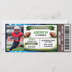 Football Ticket Birthday Invitation with Photo