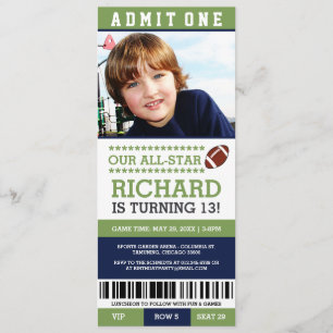 Football Ticket Birthday Invites