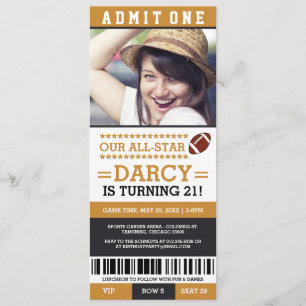 Football Ticket Birthday Invites
