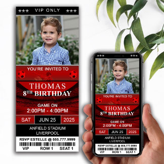 Football Ticket Birthday Party Photo Invitation