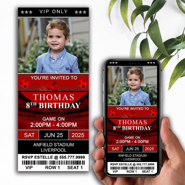 Football Ticket Birthday Party Photo Invitation (Creator Uploaded)