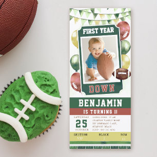 Football Ticket Happy Boy 1st Birthday Invitation