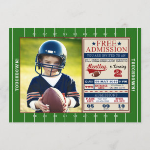 Football Ticket Photo Birthday Invitation