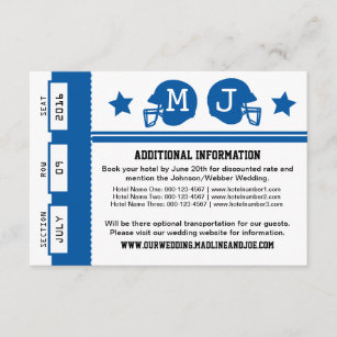 Football Ticket Wedding Information Enclosure Card