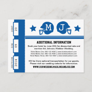 Football Ticket Wedding Information Enclosure Card