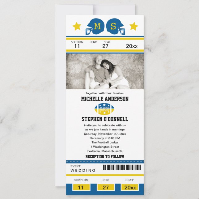 Football Ticket Wedding Invitation (Front)