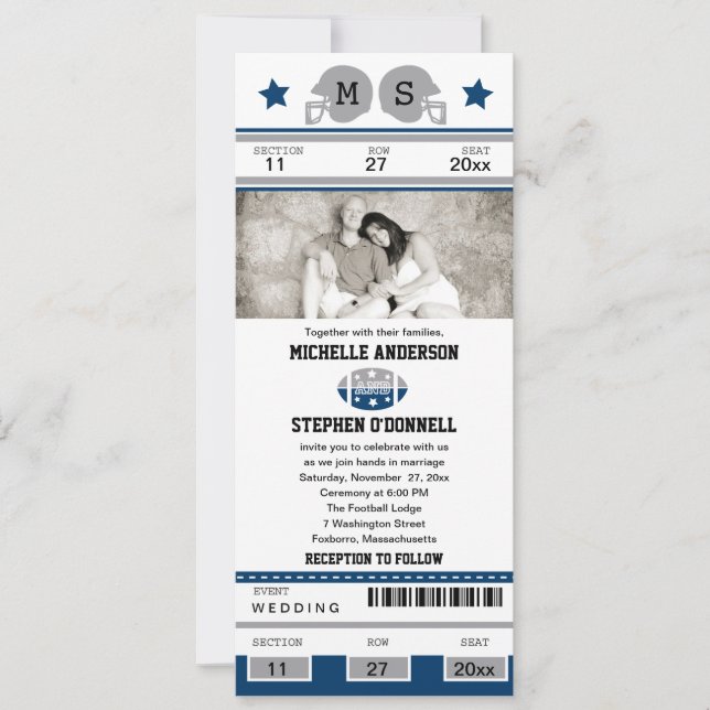 Football Ticket Wedding Invitation (Front)