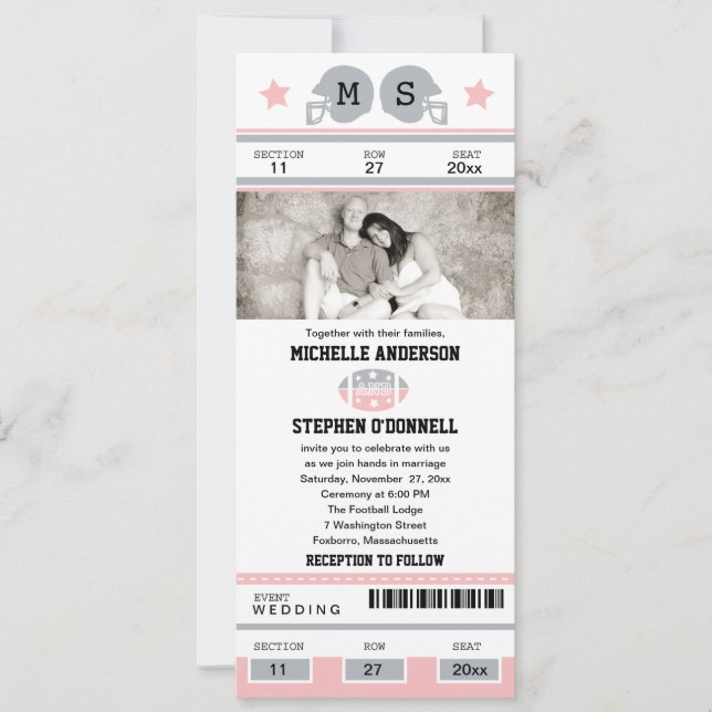 Football Ticket Wedding Invitation (Front)