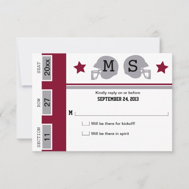 Football Ticket Wedding RSVP (Front)