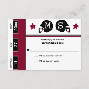 Football Ticket Wedding RSVP Card