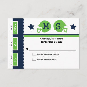 Football Ticket Wedding RSVP Card