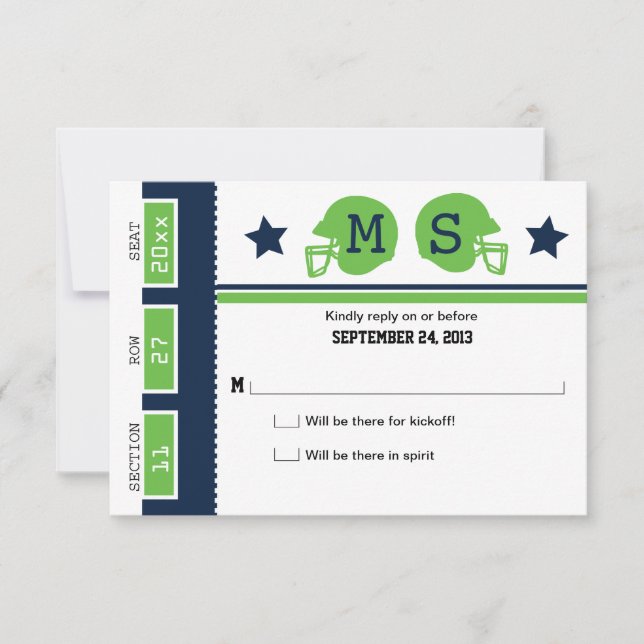 Football Ticket Wedding RSVP Card (Front)