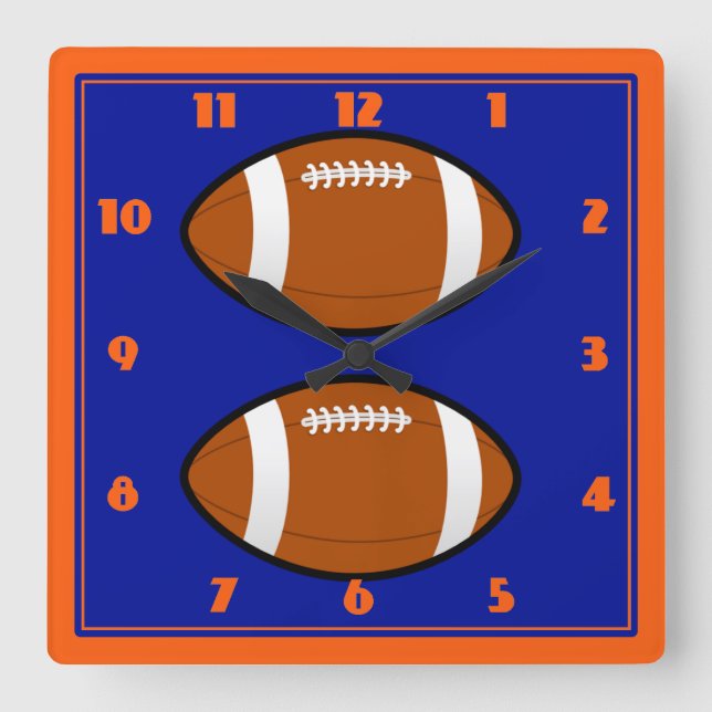 Football TIME Square Wall Clock (Front)