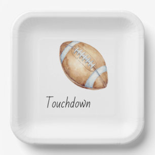 Football Touchdown Birthday Paper Plate