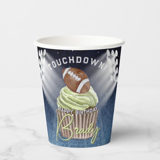 Football Touchdown Birthday Party Paper Cups (Front)