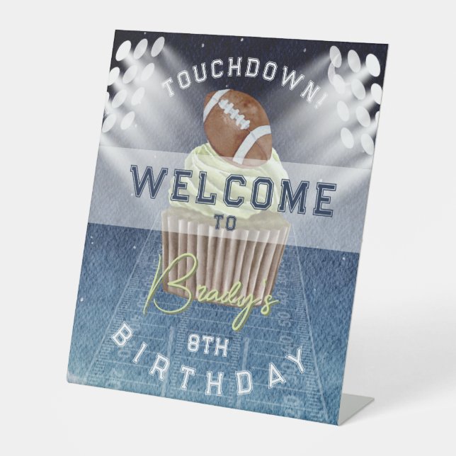 Football Touchdown Birthday Party Welcome Sign (Front)