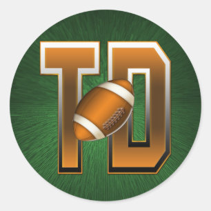 Football Touchdown TD Classic Round Sticker