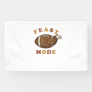Football Turkey Feast Mode Thanksgiving Retro Vint Banner