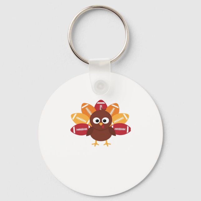 Football Turkey Funny Thanksgiving Oversized T-Shi Key Ring (Front)