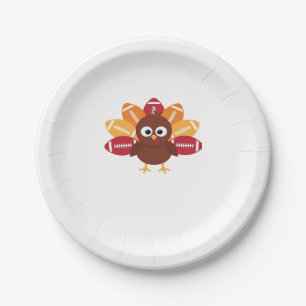 Football Turkey Funny Thanksgiving Oversized T-Shi Paper Plate