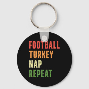 Football Turkey Nap Repeat Funny Thanksgiving  Key Ring