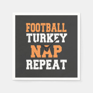 Football Turkey Nap Repeat Thanksgiving Napkin