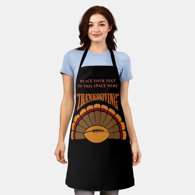 Football Turkey Personalised Gift Thanksgiving Apron (Worn)
