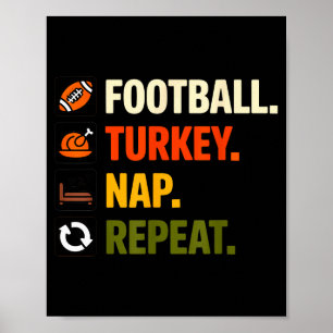 Football Turkey Thanksgiving For Kids Boys Men Poster
