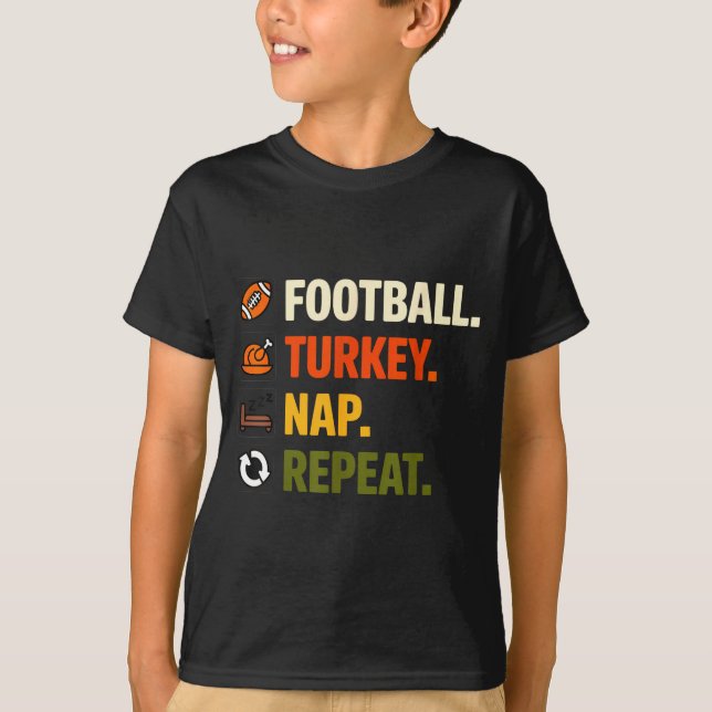 Football Turkey Thanksgiving For Kids Boys Men  T-Shirt (Front)