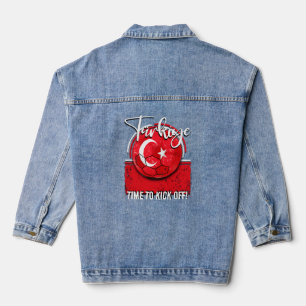Football Türkiye Flag, Retro Soccer Team Denim Jacket