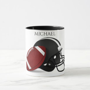 Football two toned mug with personalised name.