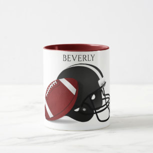 Football two toned mug with personalised name.