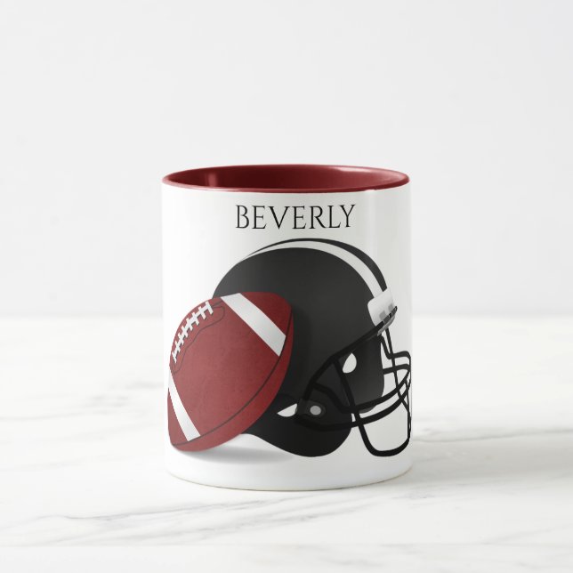 Football two toned mug with personalised name. (Center)