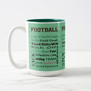 FOOTBALL typography on Football Field Coffee Mug