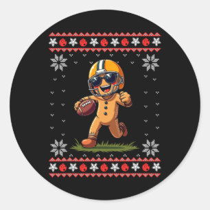 Football Ugly Christmas Men Kids Tees Gingerbread Classic Round Sticker