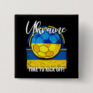 Football Ukraine Flag, Distressed Soccer Ball 15 Cm Square Badge